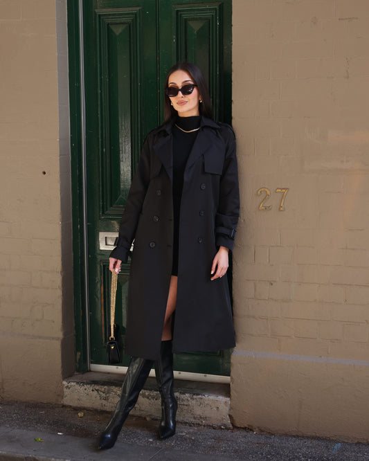 Victory Black Trench Coat