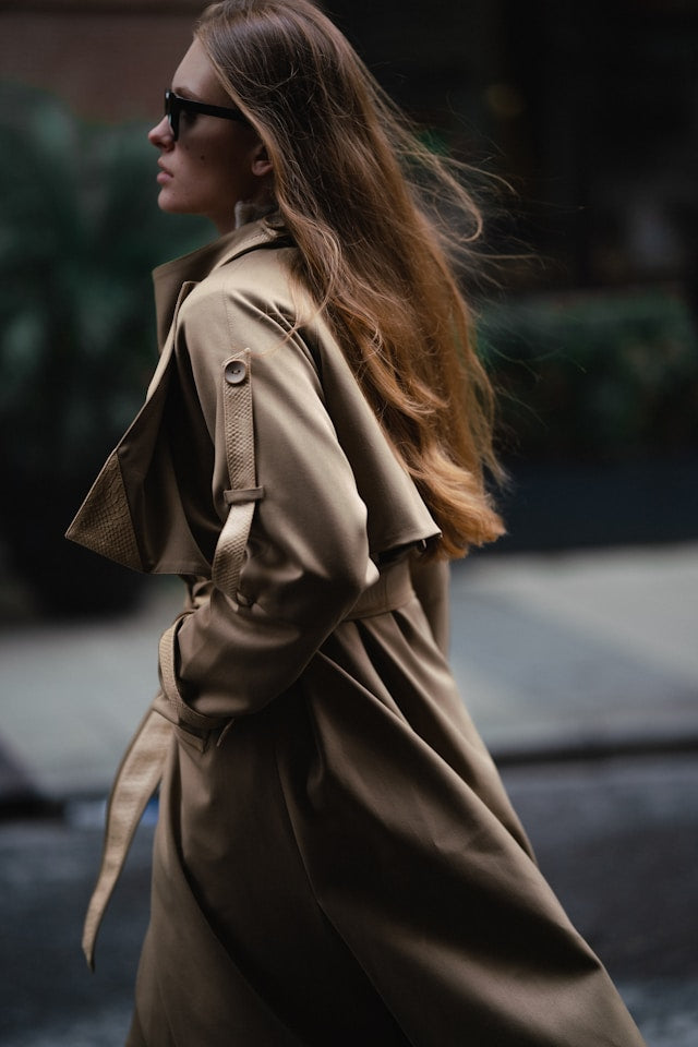 Beige Trench Coat at Bold Collar