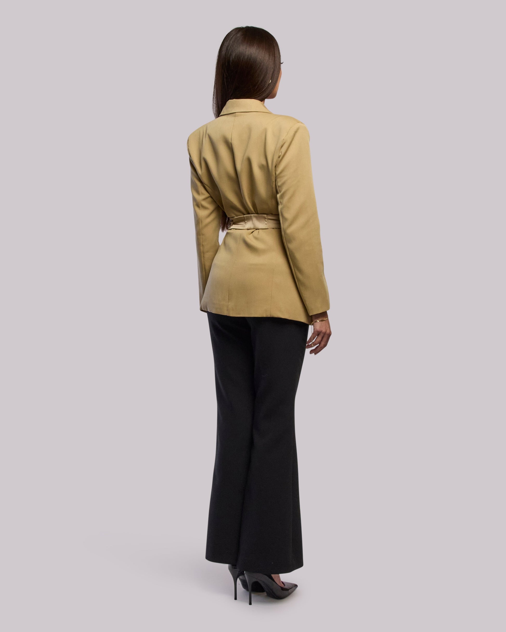 Model wearing Blaze Blazer standing back angle