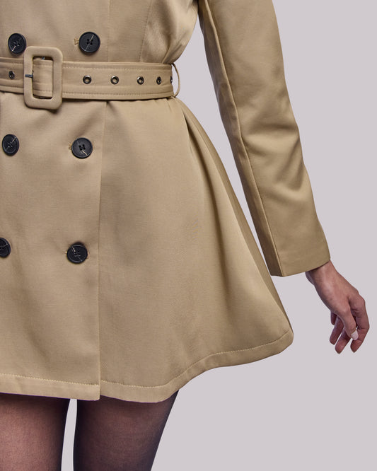 Diva short trench coat fabric detail
