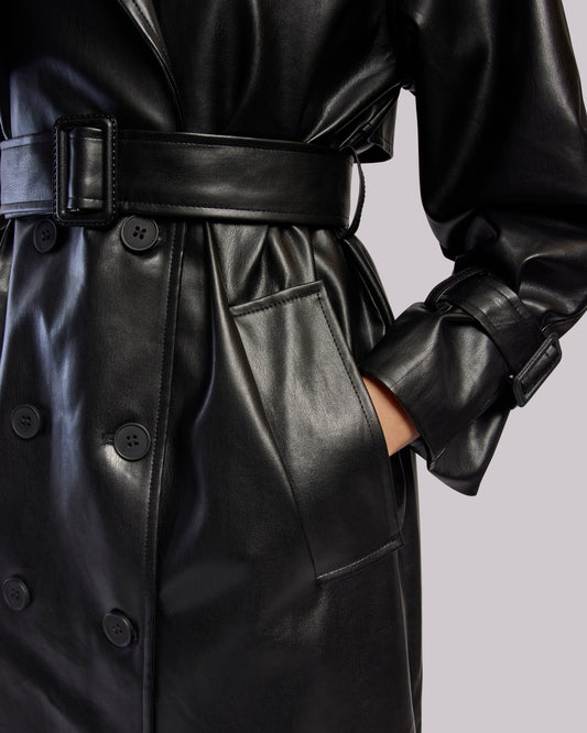Thunder leather trench coat fabric detail